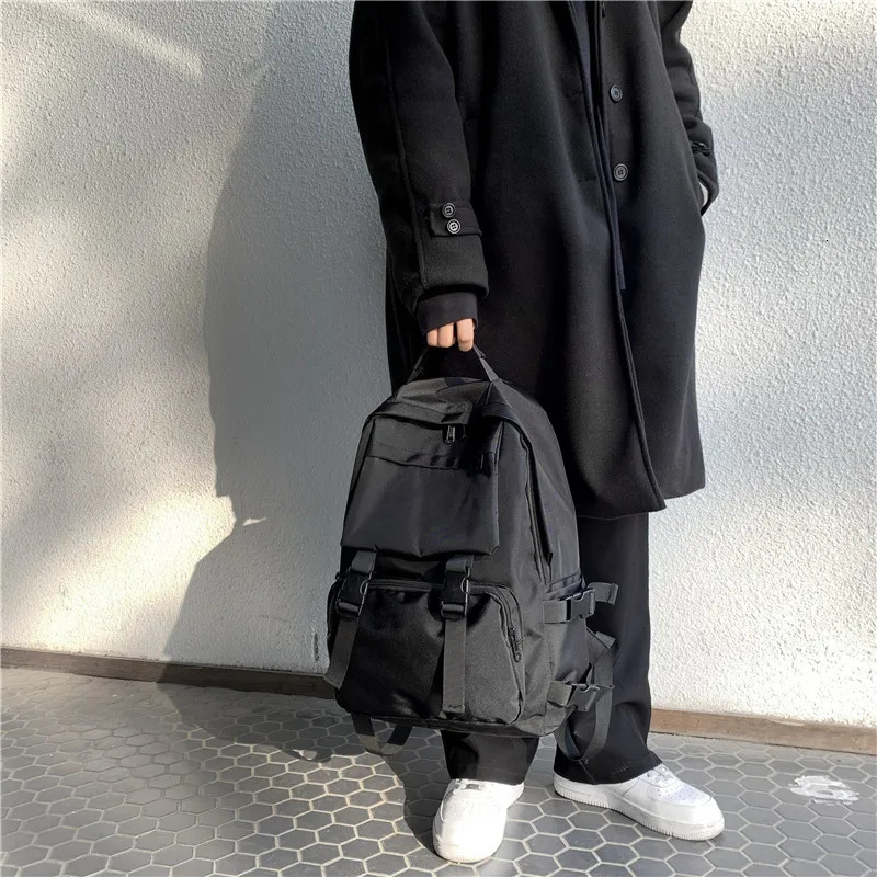 School Bags Black Canvas Trend Female Backpack Fashion Women Backpack Waterproof Large School Bag Teenage Girls Student Shoulder Bags 231009