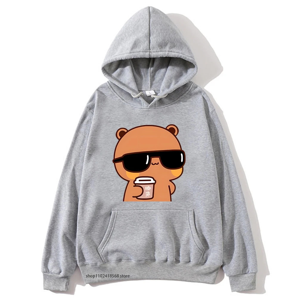 Women's Hoodies Sweatshirts Couple Bubu Is Watching Movie With Dudu Plus Size Sweatshirt Cartoon Kawaii Print Pullover Harajuku Men Women Sudader