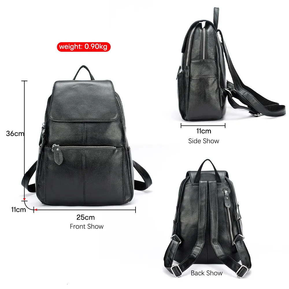 School Bags Zency Black Beige Leather Women Backpack A Quality Anti-theft Large Capacity Knapsack Travel Bag Lady Stylish School Rucksack 231009