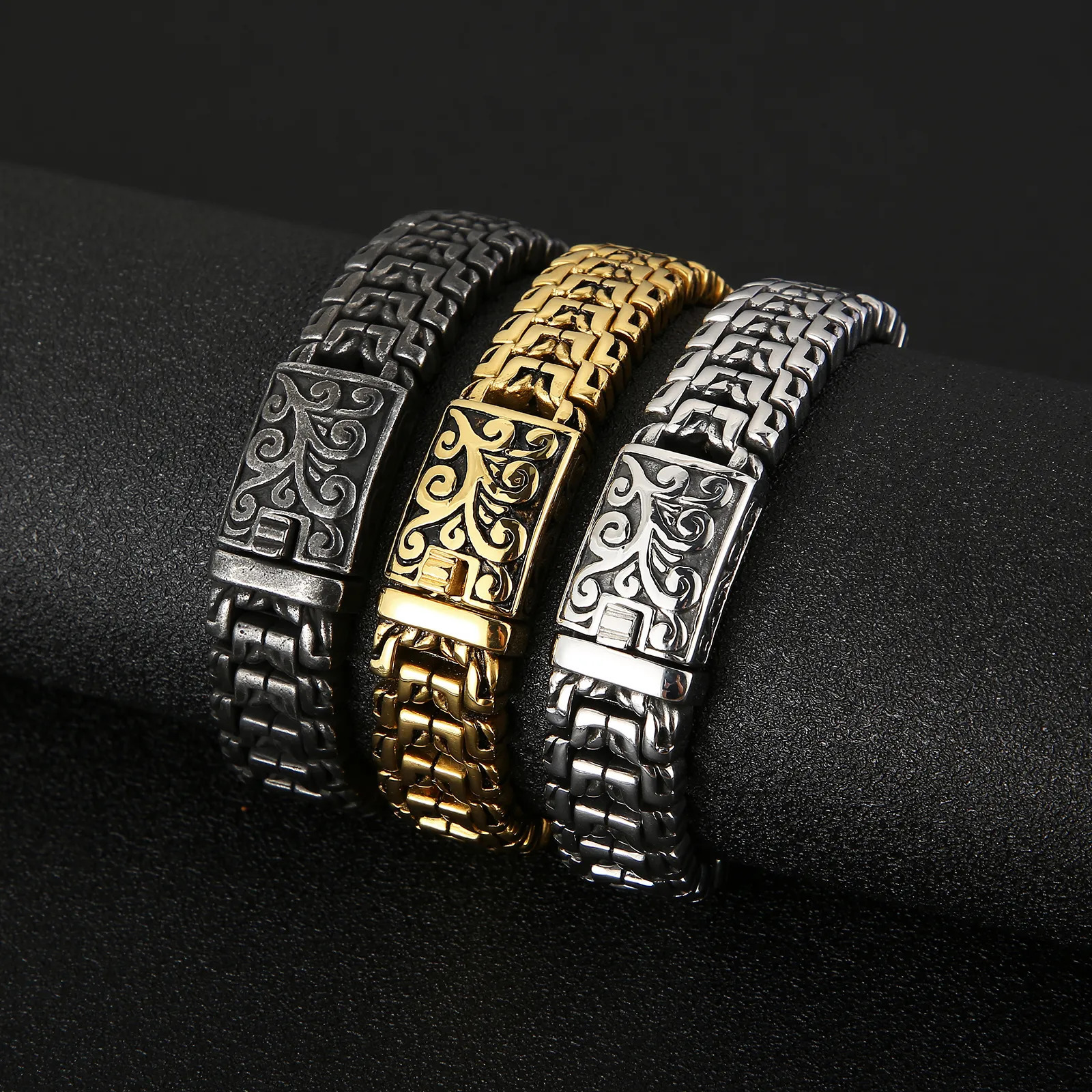 Charm Bracelets KALEN Punk High Polished Shaped Bracelet Men 22cm Stainless Steel Bike Chain Bilezik Boho Male Jewellry Accessories 231009