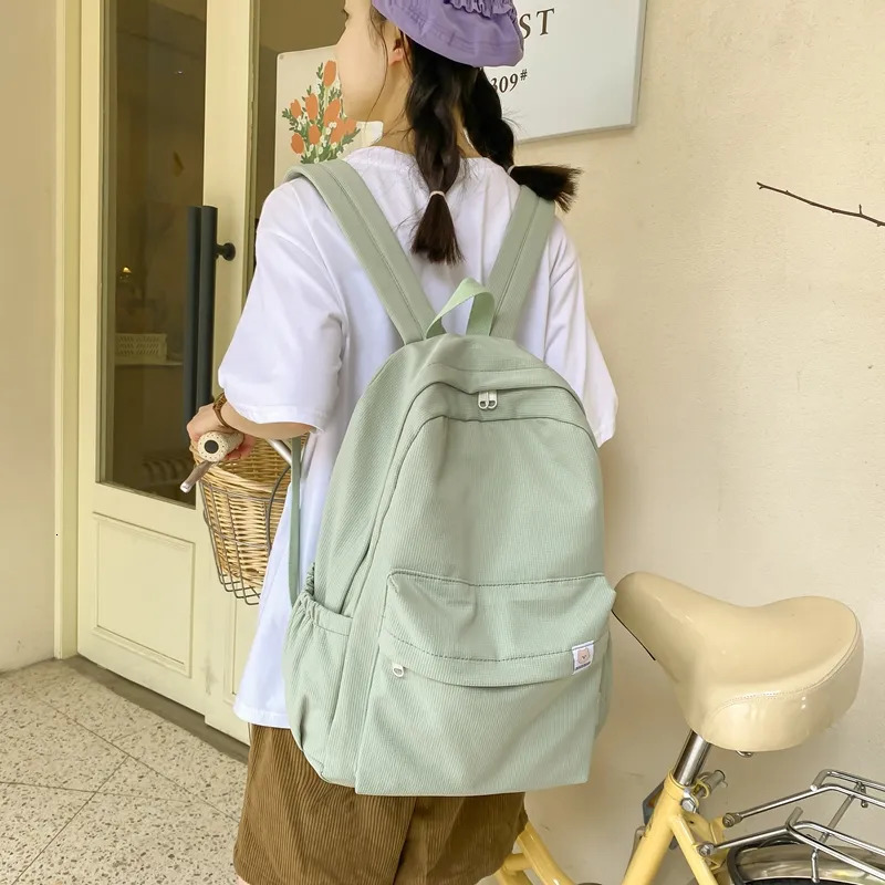 School Bags High Quality Waterproof Solid Color Nylon Women Backpack College Style Travel Rucksack School Bags for Teenage Girl Boys 231009