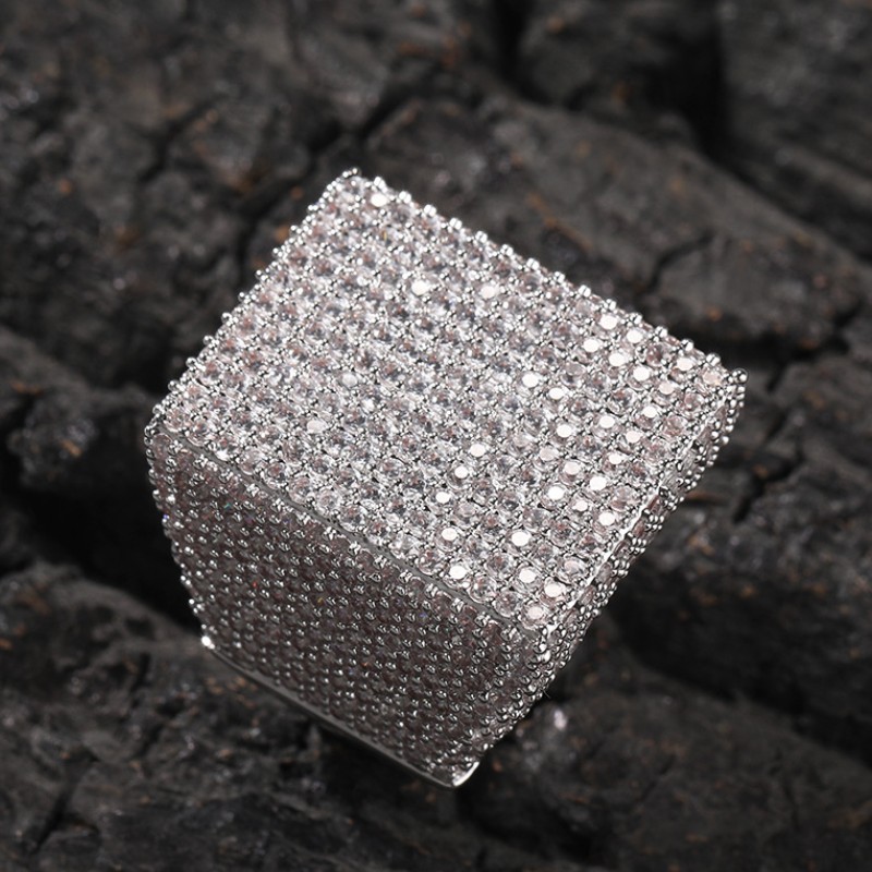 Hiphop Rapper Ring For Men New Fashion Hip Hop Gold Silver Baguette Full Bling CZ Iced Out Ring Mens Ice Out Diamond Jewelry