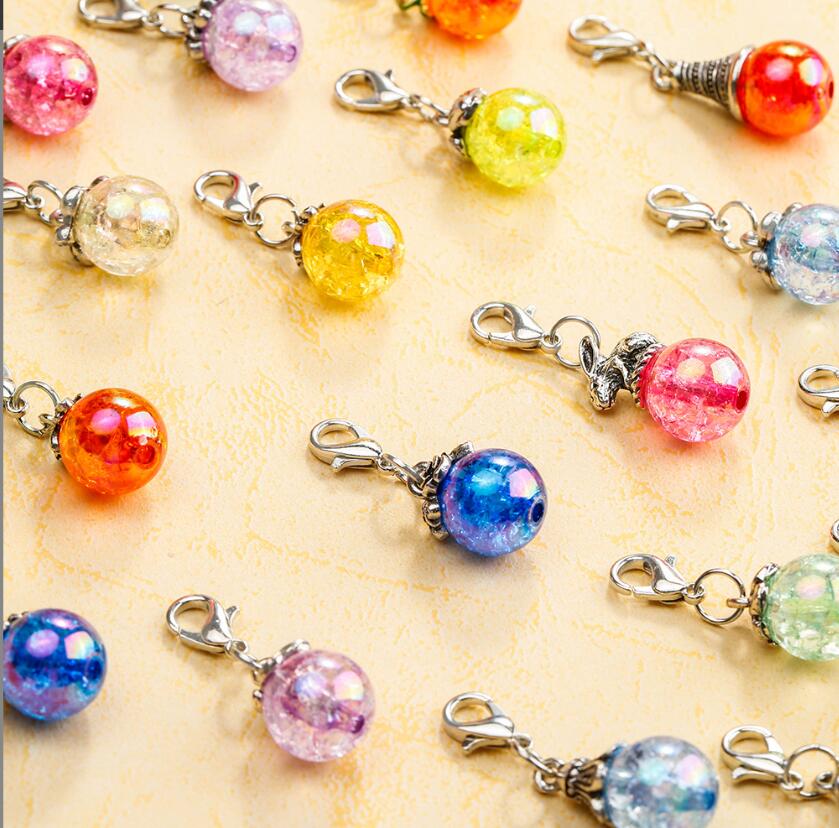 Mixed Fashion Floating Lobster Clasp Charms Dangle Alloy crystal glass ball Diy Jewelry Making Accessories