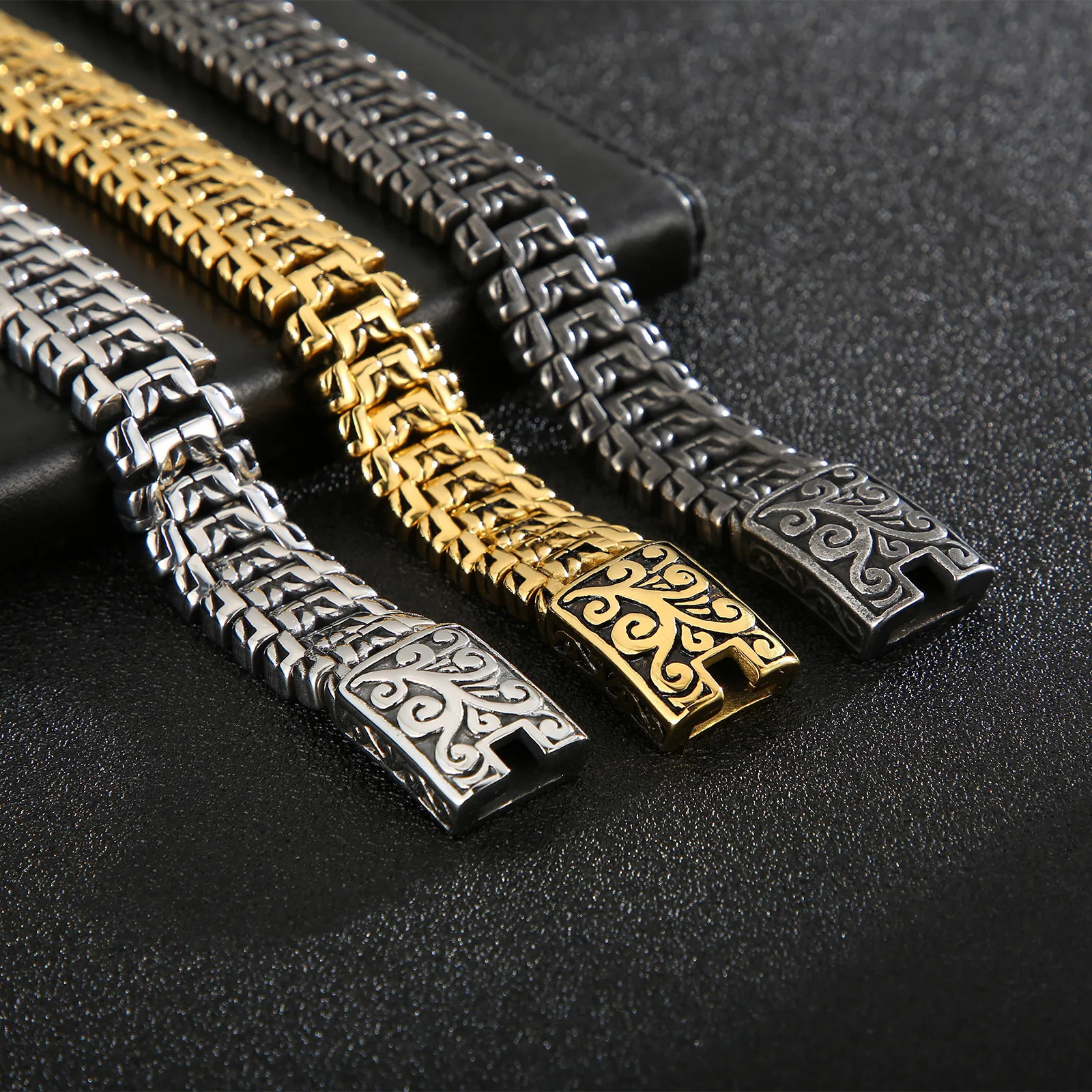 Charm Bracelets KALEN Punk High Polished Shaped Bracelet Men 22cm Stainless Steel Bike Chain Bilezik Boho Male Jewellry Accessories 231009