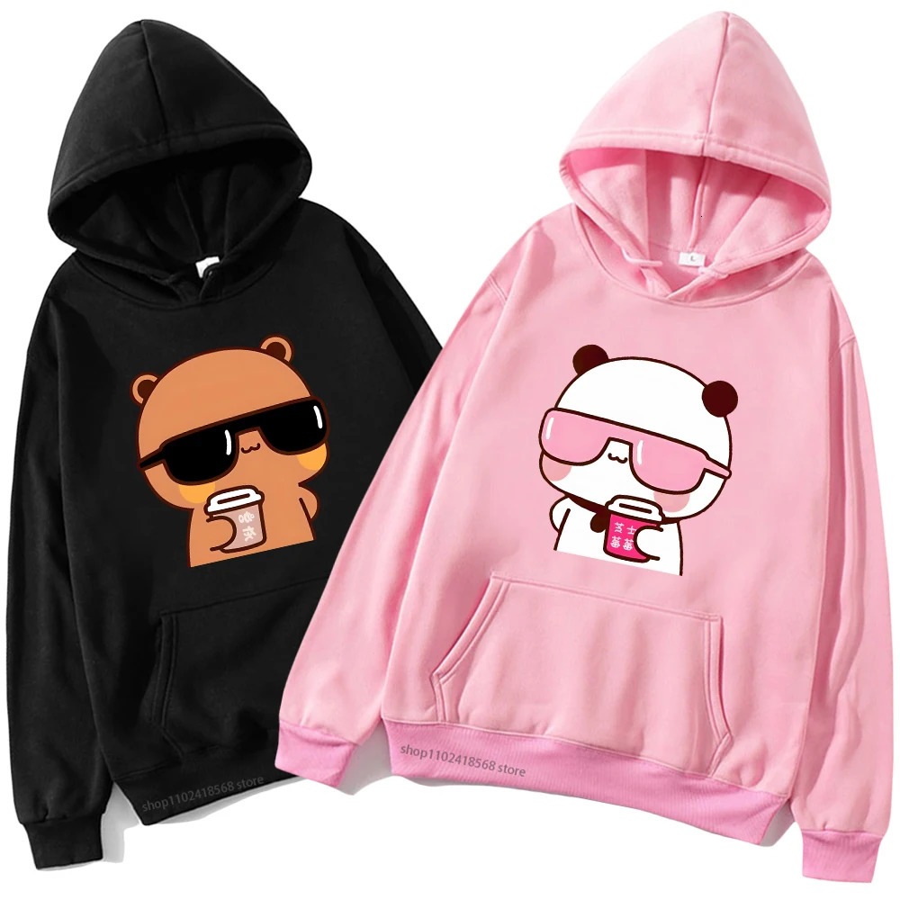 Women's Hoodies Sweatshirts Couple Bubu Is Watching Movie With Dudu Plus Size Sweatshirt Cartoon Kawaii Print Pullover Harajuku Men Women Sudader