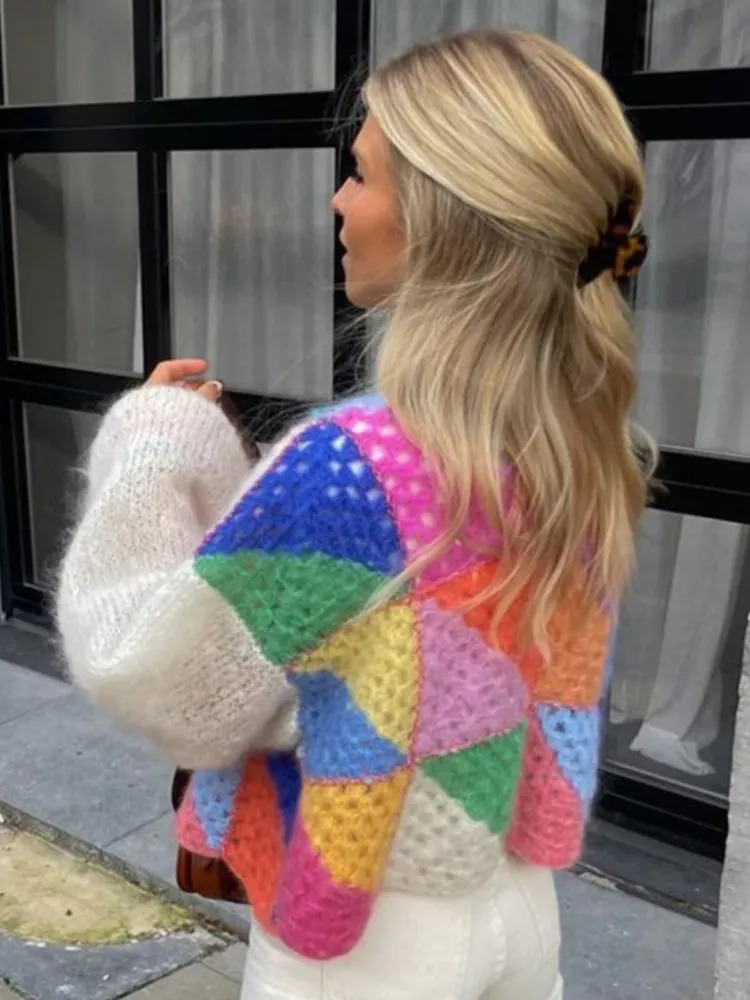 Women's Knits Tees Fashion Chic Casual Embroidery Sweater Loose Open Stitch Women Long Sleeve Cardigan Autumn Winter Ladies High Street Tops 2310