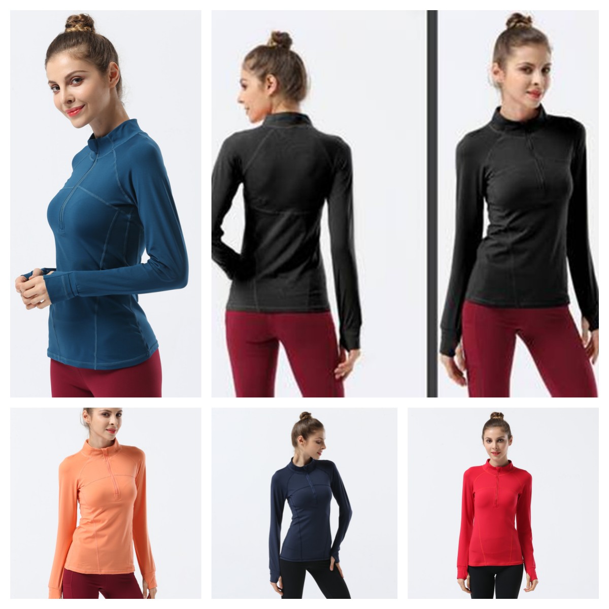 Yoga Coat Long Sleeve Tops T-shirt Women's Tight Zipper Stand Collar Jacket Elastic Quick-drying Fitness Outdoor Sports Running Shirts