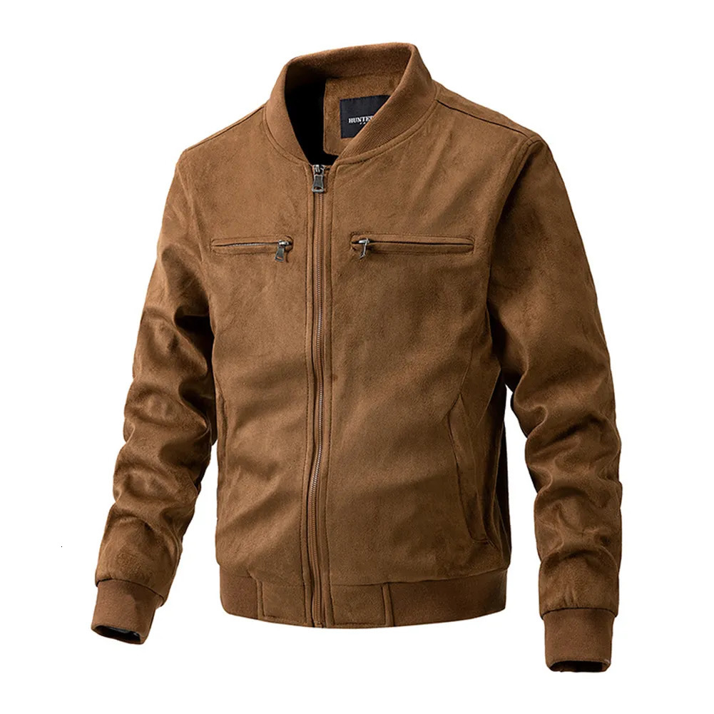 Men's Jackets Mens Suede Thick Cotton Jacket Autumn Winter Casual Long Sleeve Pocket Solid Color ZipUp Top Coat Man Clothing 231010