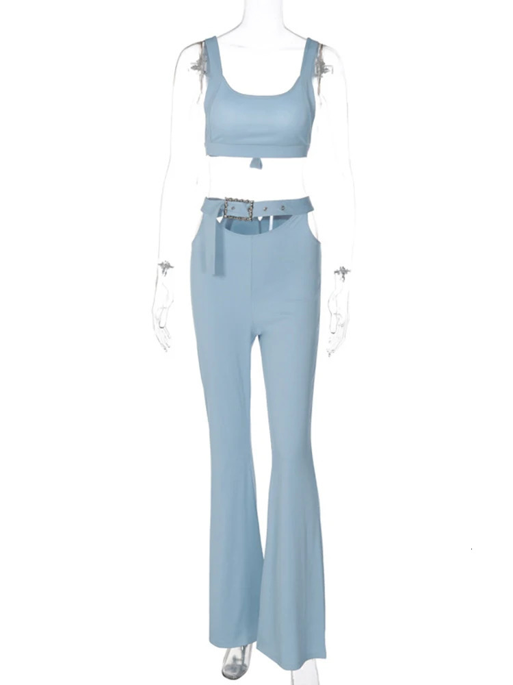 Women's Two Piece Pants Hugcitar Women Tank Tops Long Pants Two Piece Matching Sets Vacation Outfit Summer Clothes Wholesale Items For Business 2