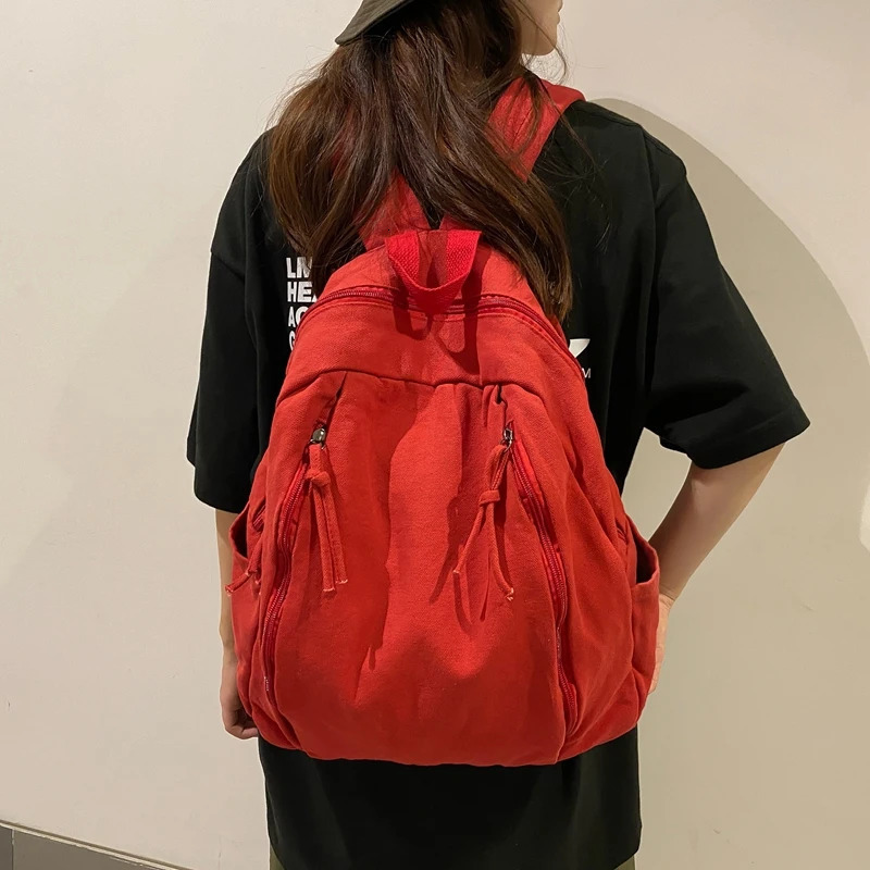 School Bags LEFTSIDE Korean Fashion Harajuku Canvas Backpacks for Women Backpack Light Weight Students Travel Female Back Pack 231009