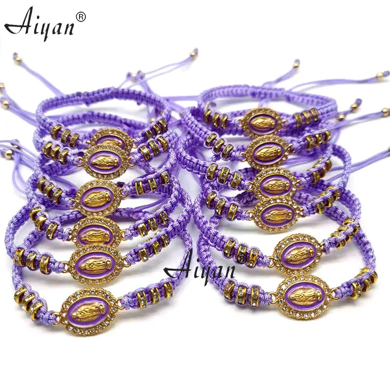 Charm Bracelets 12 Pieces Oval Virgin Mary And St. Jude And 6MM Drilled Loop Braid Bracelets Can Be Worn As Gifts Or Prayers For Men and Women 231009