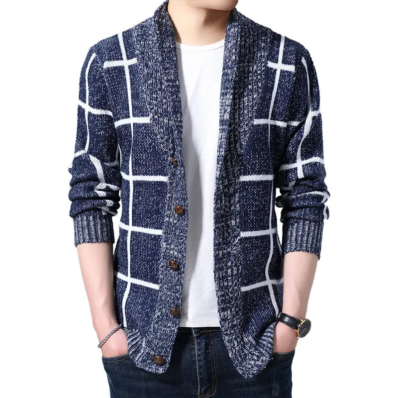 Men's Sweaters Men Autumn Knitted Sweater Coats Knitting Jumper Slim Fit Pull Homme Man Spring Plaid Cardigan 231010Z