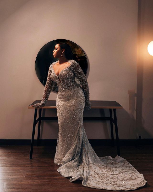 2023 Oct Arabic Aso Ebi Plus Size Mermaid Ivory Wedding Dress Sequined Lace Luxuirous Bridal Gowns Dresses ZJ79