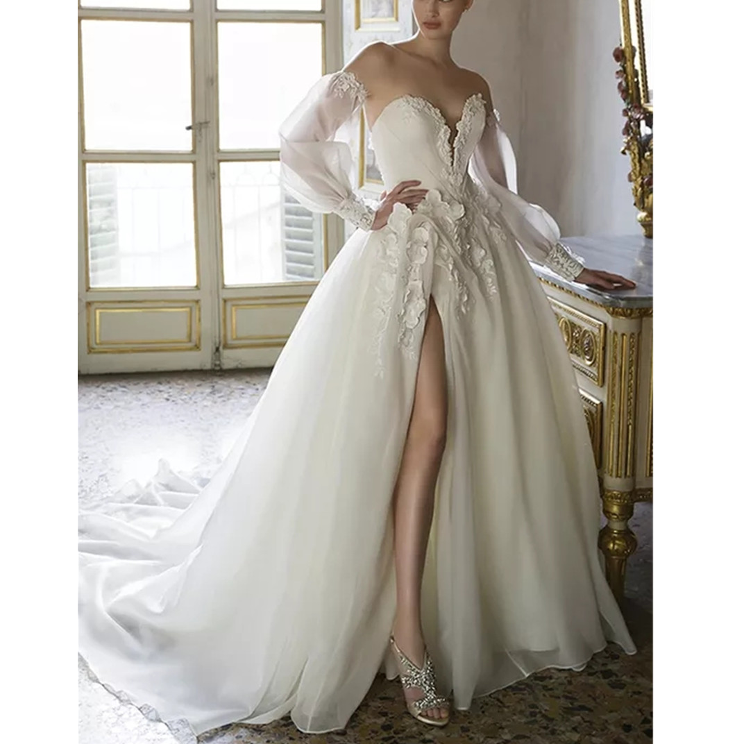 Cheap Satin Wedding Dresses Sexy Backless Jewel Neck Sweep Train Beach Wedding Gowns Belt Crystal Beaded Plus Size Bohemian Bridal Dress 02