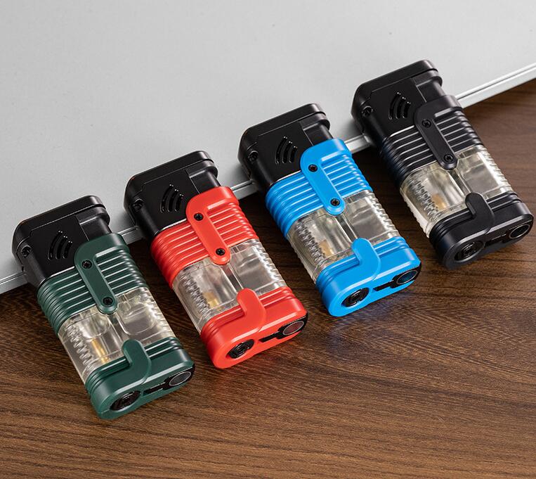 Latest Torch Three Jet Lighter With Punch 3 Colors Iatable No Gas Cigar Butane Windproof Lighters Smoking Tool Accessories W260202