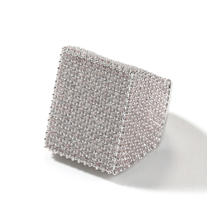 Hiphop Rapper Ring For Men New Fashion Hip Hop Gold Silver Baguette Full Bling CZ Iced Out Ring Mens Ice Out Diamond Jewelry