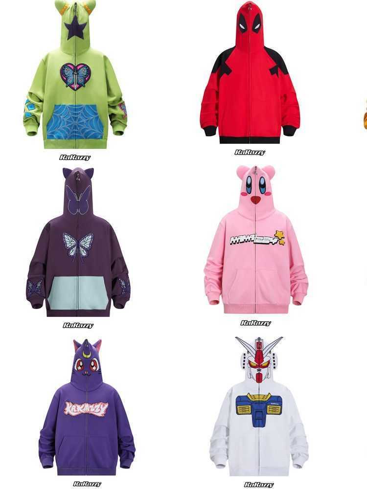 Kakazzy Full Pull Cosplay Printed Hoodie Zipper To Top Embroidery T231010