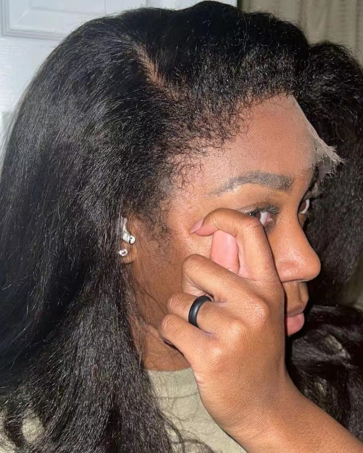 4C Edges curly Baby Hair full Lace Wigs hd yaki Kinky Straight 13x4 Lace Frontal Human Hair Wigs natural hairline150% Remy Pre Pluck lace wig