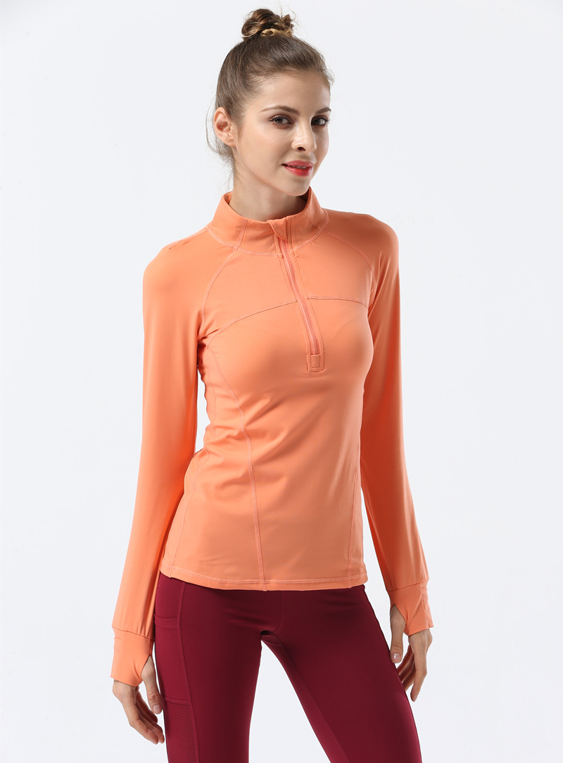 Yoga Coat Long Sleeve Tops T-shirt Women's Tight Zipper Stand Collar Jacket Elastic Quick-drying Fitness Outdoor Sports Running Shirts