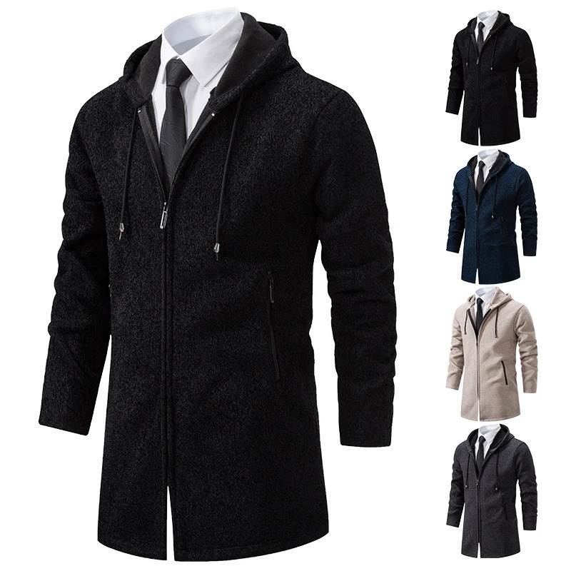 Men's Jackets 2023 Long Trench Coat Men Knit Sweater Cardigan Zipper Jacket Cold Blouse Business Casual Overcoat Fashion Male Jumpers 231010