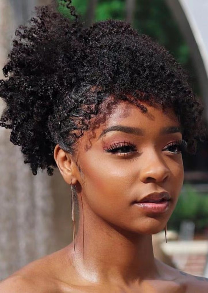 Mongolian Afro Kinky Curly Drawstring Ponytail Human Hair Extensions Pony Tail Clip in Hairpiece For Black Woman Dark Brown Brazilian Remy African ame