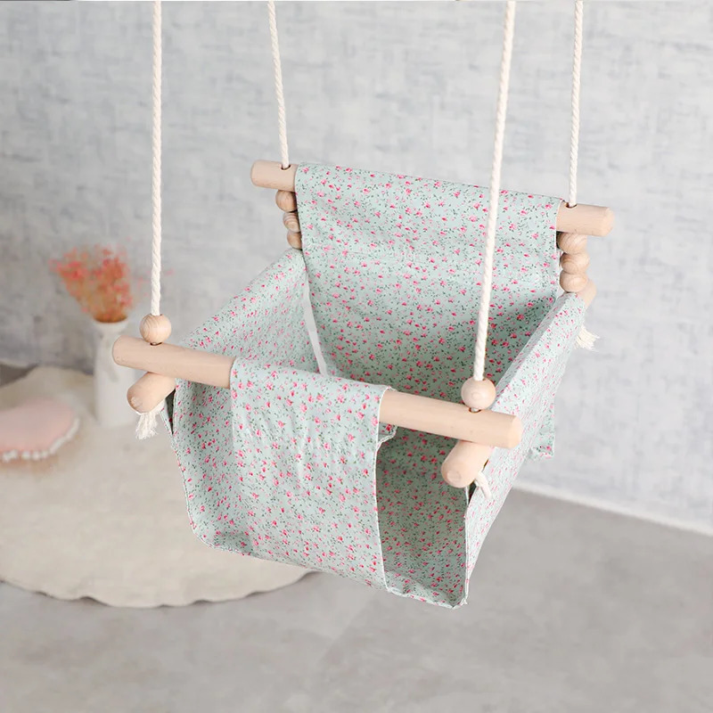 Swings Jumpers Bouncers Baby Canvas Swing Chair Hanging Wood Swings Canvas Seat Children Kindergarten Rocking Chair Outside Indoor Small Basket Baby T