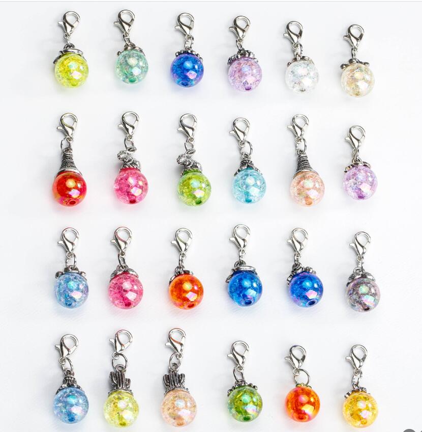 Mixed Fashion Floating Lobster Clasp Charms Dangle Alloy crystal glass ball Diy Jewelry Making Accessories