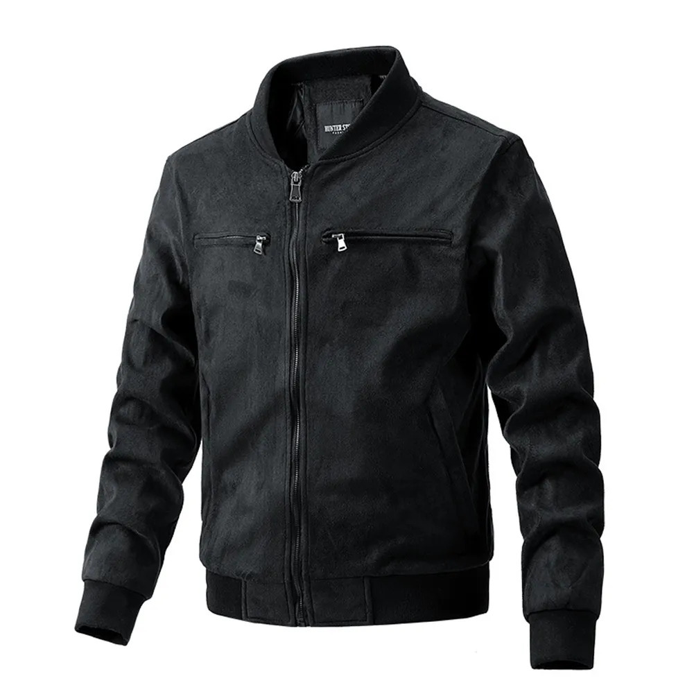 Men's Jackets Mens Suede Thick Cotton Jacket Autumn Winter Casual Long Sleeve Pocket Solid Color ZipUp Top Coat Man Clothing 231010