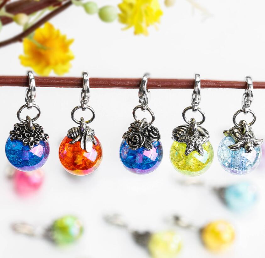Mixed Fashion Floating Lobster Clasp Charms Dangle Alloy crystal glass ball Diy Jewelry Making Accessories