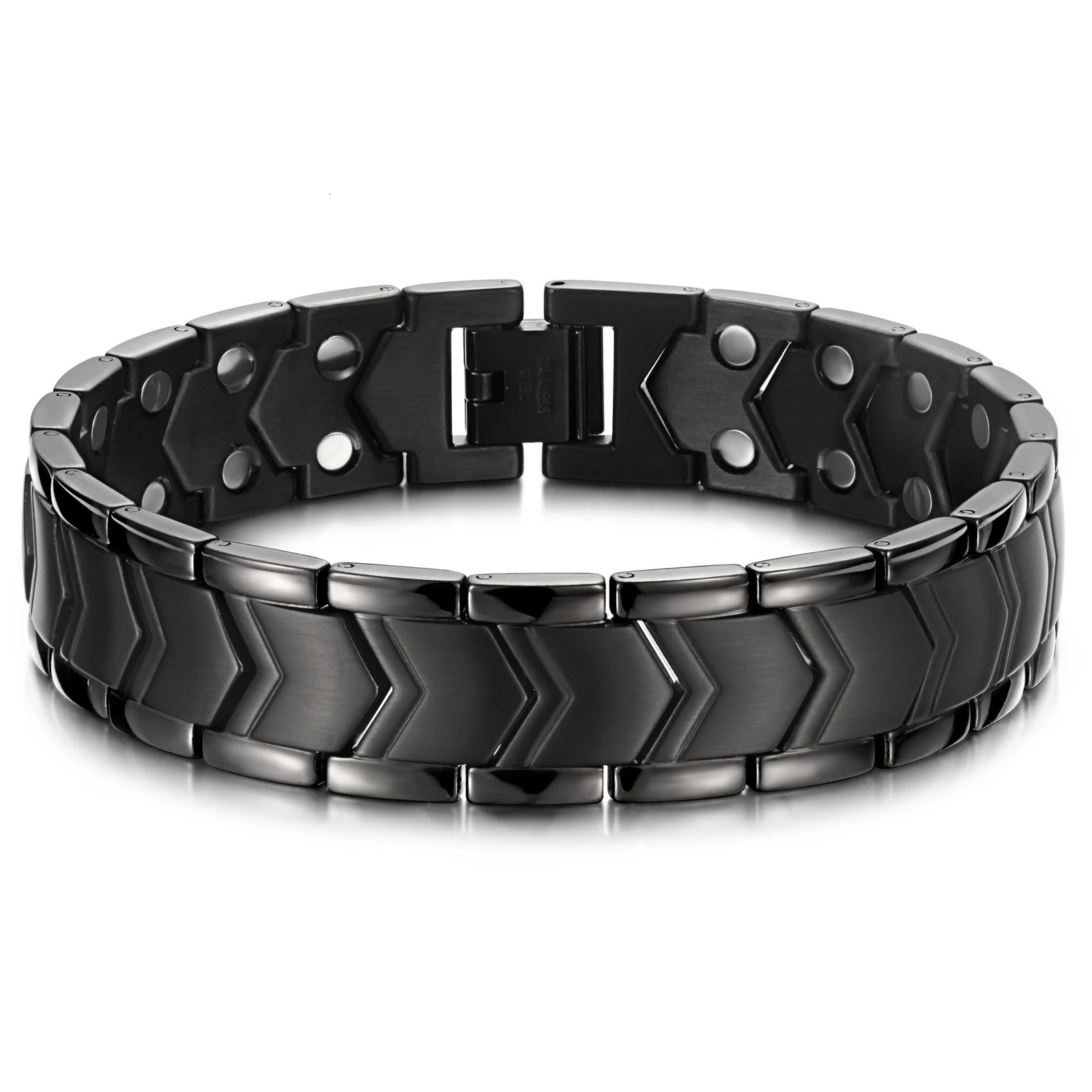 Charm Bracelets Welmag High Polishing Men's Stainless Steel Magnetic Bracelet for Men Health Double Row Bracelet Bangle for Charm 231009