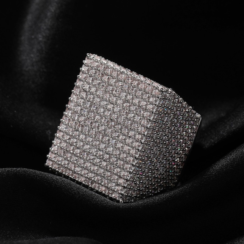 Hiphop Rapper Ring For Men New Fashion Hip Hop Gold Silver Baguette Full Bling CZ Iced Out Ring Mens Ice Out Diamond Jewelry