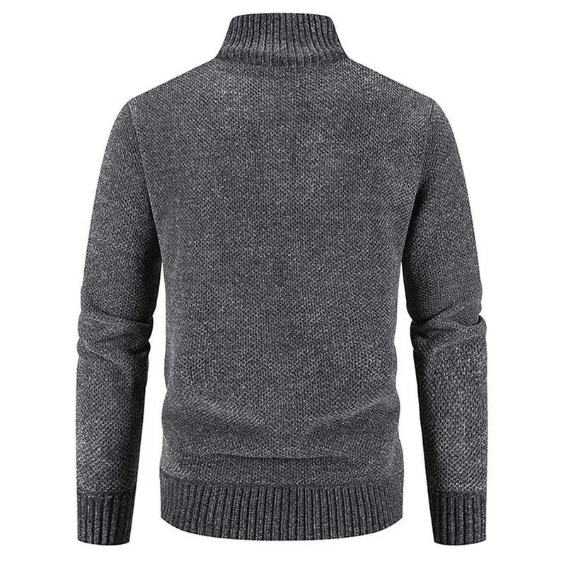 Designer men's autumn and winter sweaters men's fleece cardigan warm knit sports coat men's solid color stand-up collar zipper slim swe