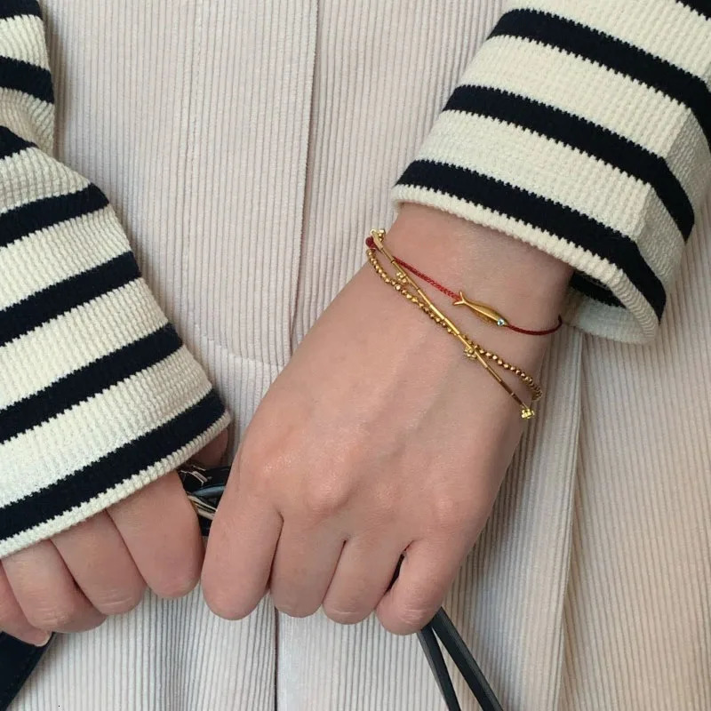 Charm Bracelets Red string Fish bracelet for women cute fish blue string adjustable bracelet handmade jewelry minimalist ethnic jewelry 231009