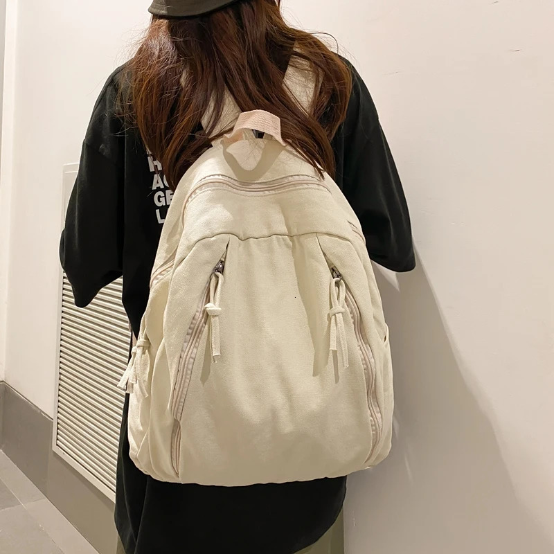 School Bags LEFTSIDE Korean Fashion Harajuku Canvas Backpacks for Women Backpack Light Weight Students Travel Female Back Pack 231009