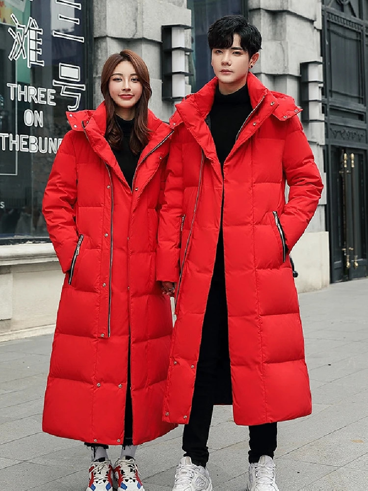 Men's Down Parkas Men Women Winter Jacket Thick Winter Warm Long 90% White Duck Down Hooded Coats Black Red Woman Parkas 5XL 231010