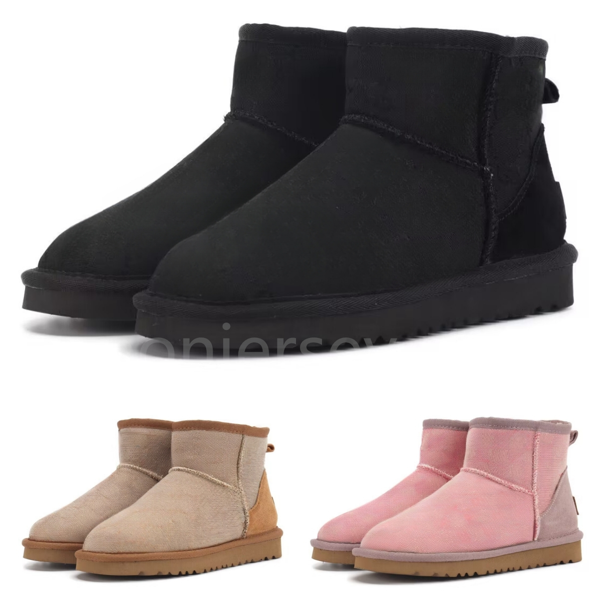Snow Boots for Women with Logo Embroidery Fashion Designer Warm Short Boot Winter Outdoor Shoes Christmas Gifts 25134