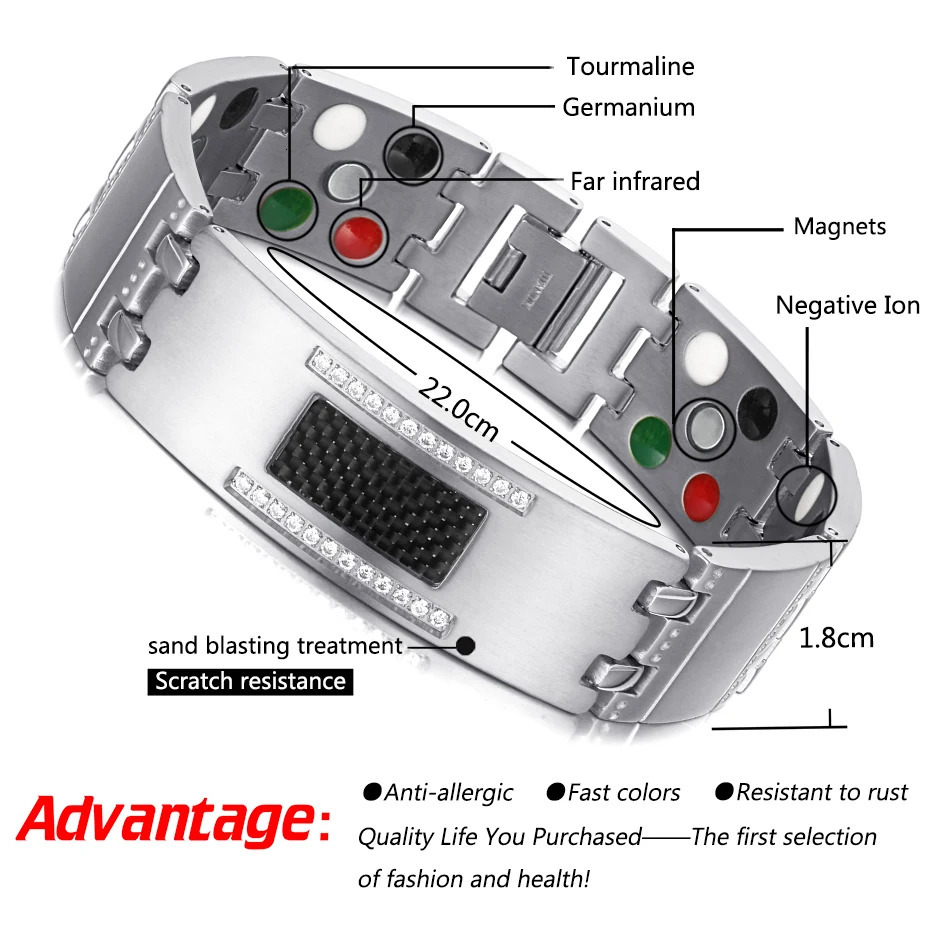 Charm Bracelets WelMag Fashion Exquisite Crystal Magnetic Bracelets Bangles For Men Germanium Tourmaline Male Health Jewerly Wristband 231009