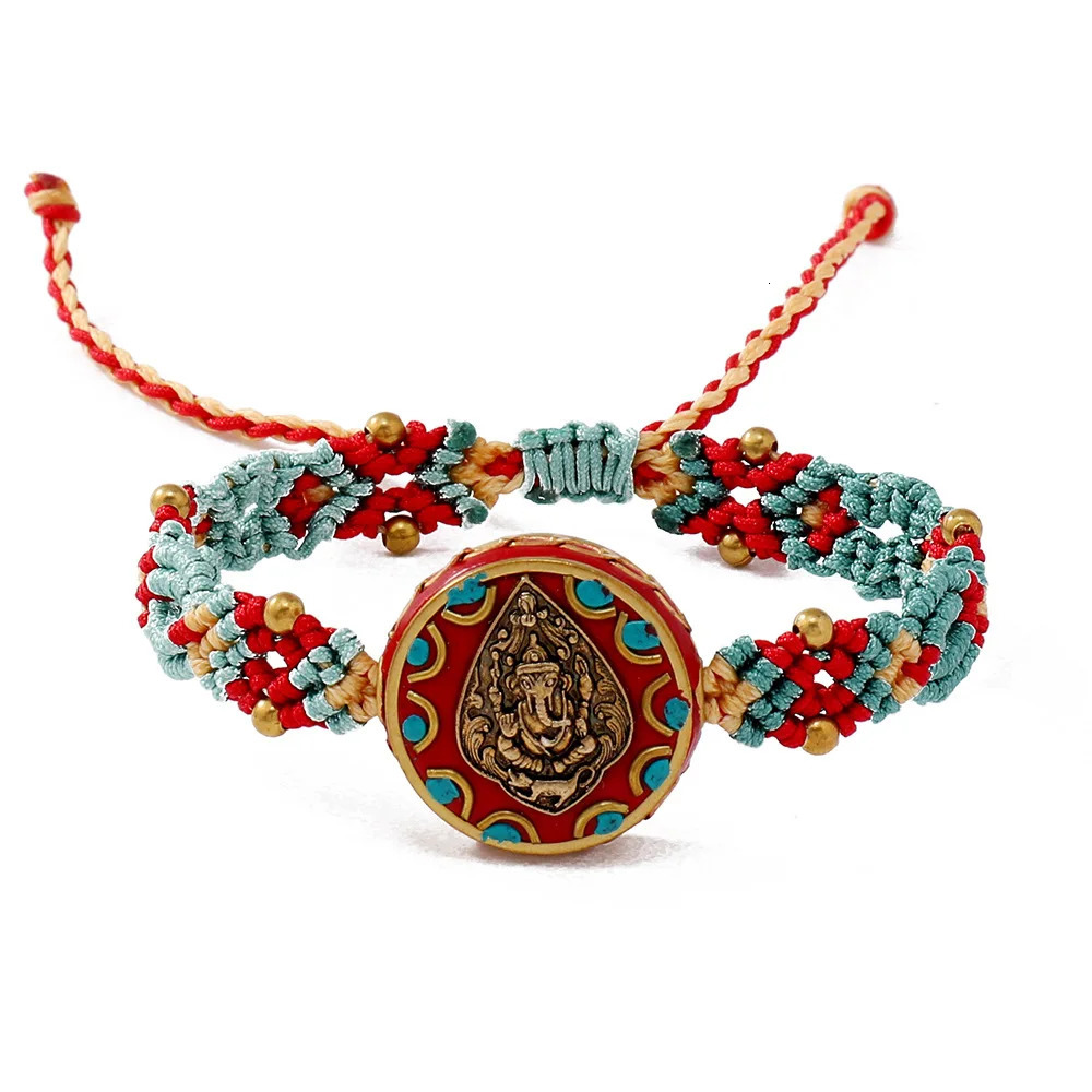 Charm Bracelets Bohemian Folk Style Nepal Bead String Retro Skew Knot Multicolored Rope Pure Hand Woven Glamour Bracelet Jewelry for Women 231009