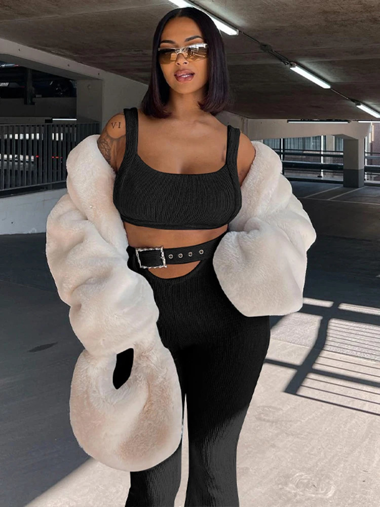 Women's Two Piece Pants Hugcitar Women Tank Tops Long Pants Two Piece Matching Sets Vacation Outfit Summer Clothes Wholesale Items For Business 2