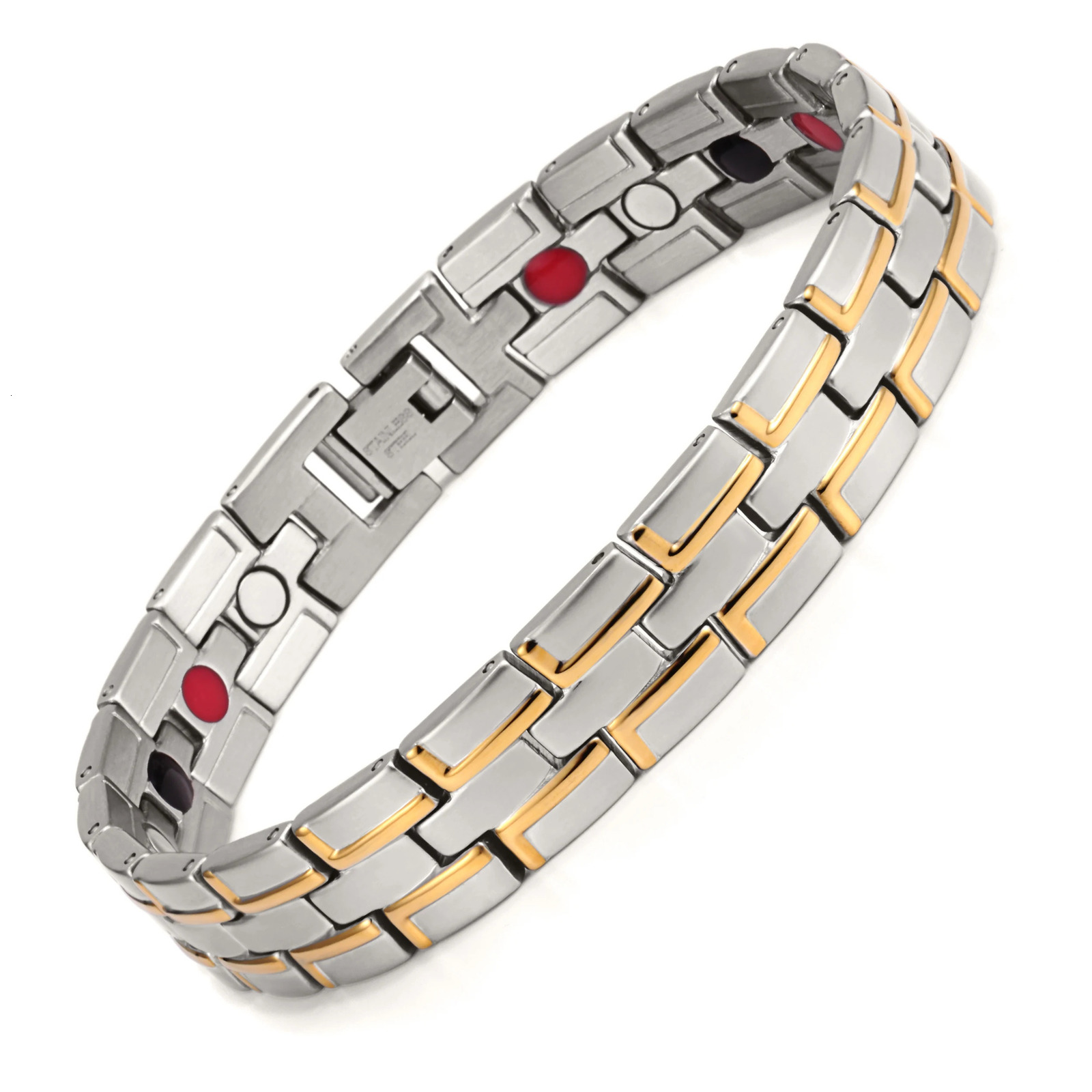 Charm Bracelets Rainso Healing Magnetic Bracelet Men/Woman 316L Stainless Steel 4in1 Health Care Elements FIR GermaniumBracelet Hand Chain 231009