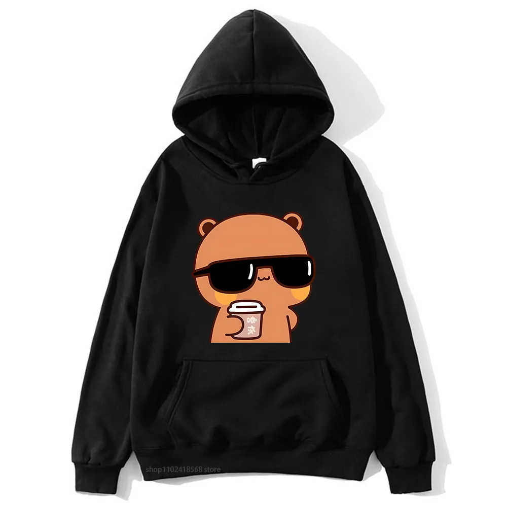 Women's Hoodies Sweatshirts Couple Bubu Is Watching Movie With Dudu Plus Size Sweatshirt Cartoon Kawaii Print Pullover Harajuku Men Women Sudader