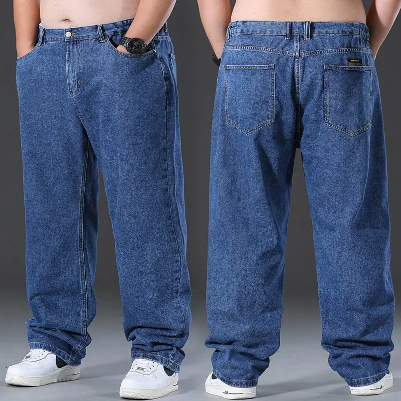 Men's Jeans Straight Baggy Trousers Men Casual Wide Leg Classic Durable Work Wear Gray Denim Pants Big size Clothes Male 2023 231009