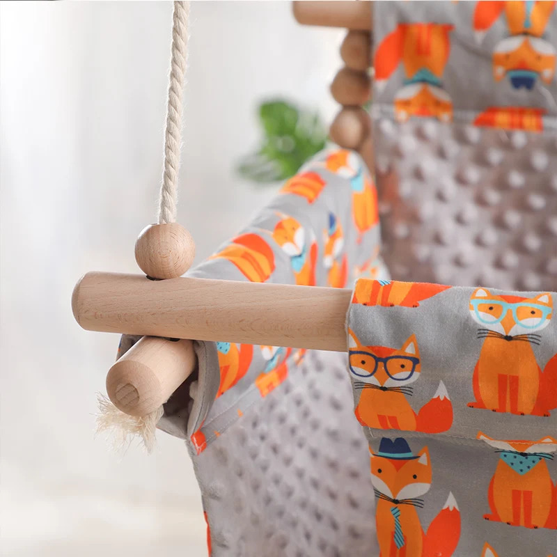 Swings Jumpers Bouncers Baby Canvas Swing Chair Hanging Wood Swings Canvas Seat Children Kindergarten Rocking Chair Outside Indoor Small Basket Baby T