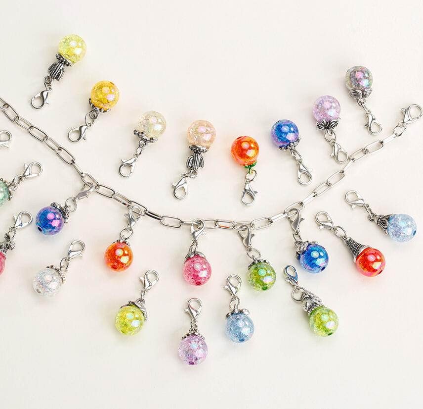 Mixed Fashion Floating Lobster Clasp Charms Dangle Alloy crystal glass ball Diy Jewelry Making Accessories