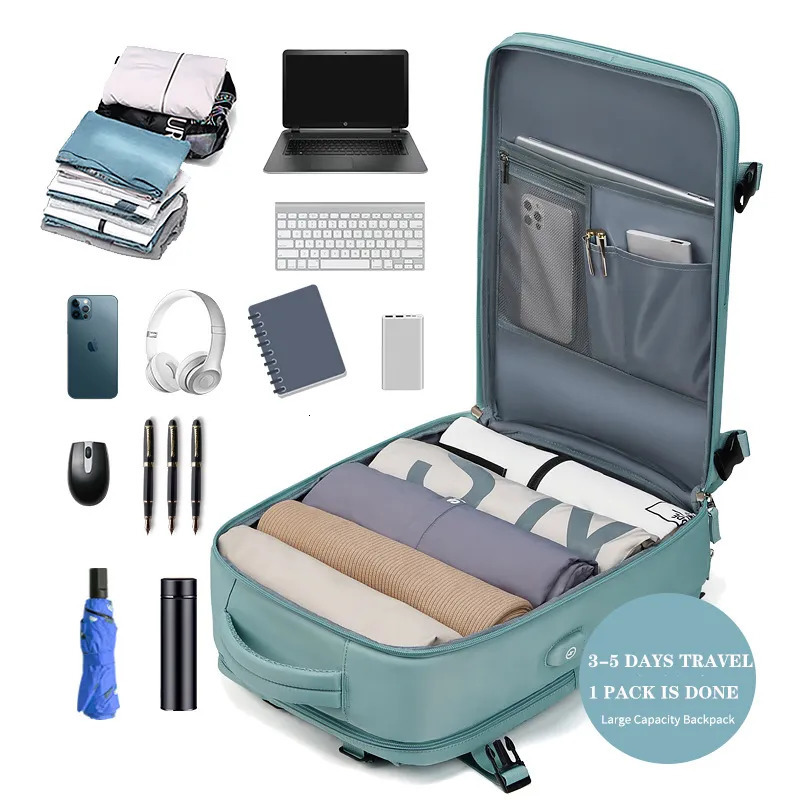 School Bags Buylor Women's Travel Backpack Large Capacity Multi-Function Suitcase USB Charging Schoolbag Short Distance Luggage Bags Mochila 2310