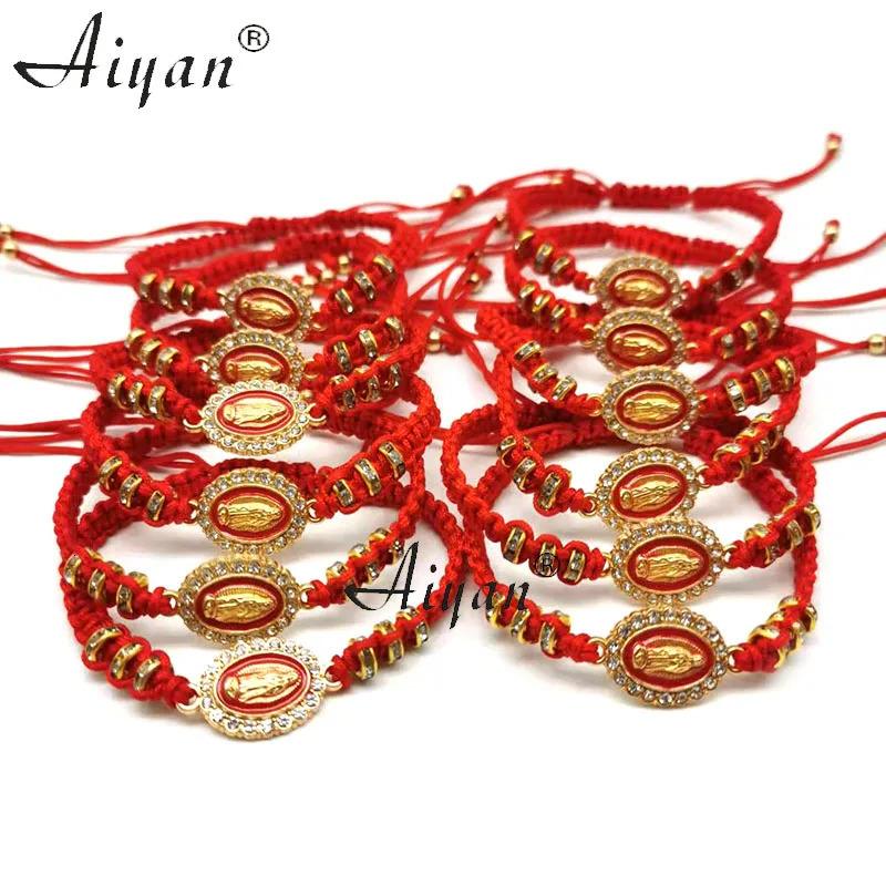 Charm Bracelets 12 Pieces Oval Virgin Mary And St. Jude And 6MM Drilled Loop Braid Bracelets Can Be Worn As Gifts Or Prayers For Men and Women 231009
