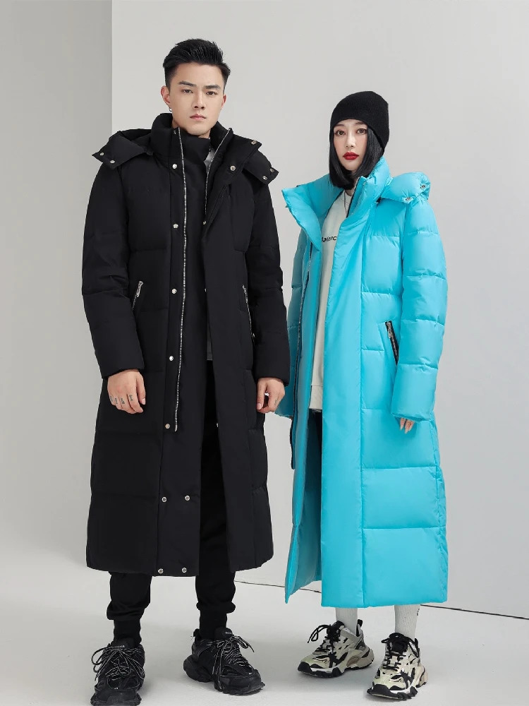 Men's Down Parkas Men Women Winter Jacket Thick Winter Warm Long 90% White Duck Down Hooded Coats Black Red Woman Parkas 5XL 231010