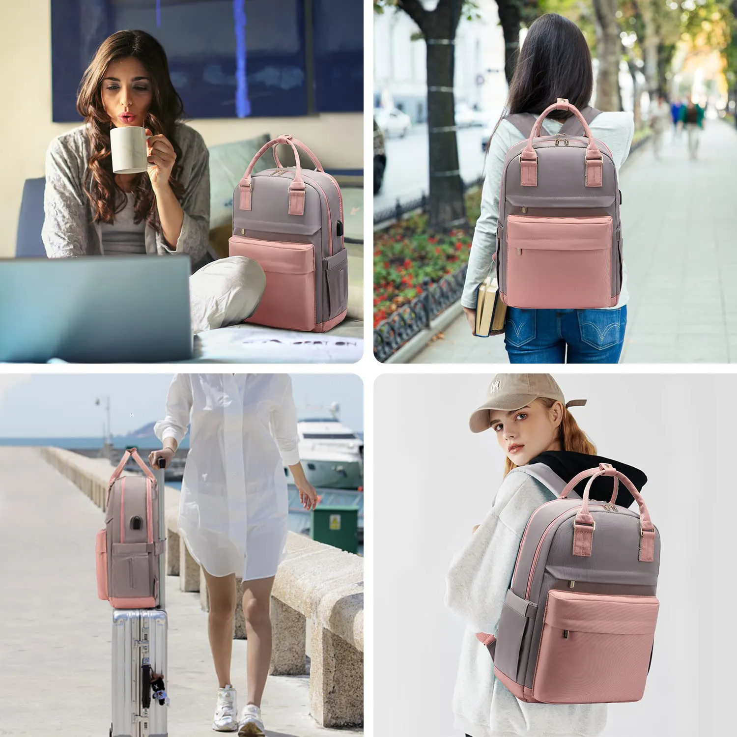 School Bags Women's Travel Backpack Fashion USB Charging Laptop Lightweight Handbag School Bags For Girls Multifunctional Suitcase Backpacks 2310