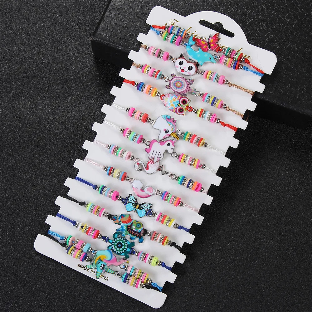 Charm Bracelets Boho 42pcs/lot Women Soft Clay Bead Enamel Turtle Animal Charms Yoga Bracelets Set Braided Adjustable Rope Chain Jewelry Mixed 231009