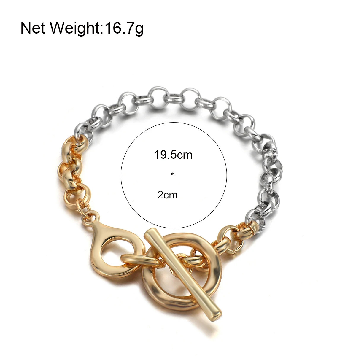 Charm Bracelets FLASHBUY Vintage Two Color Chain for Women Simple Toggle clasps Metal Geometric Statement Fashion Accessories 231009